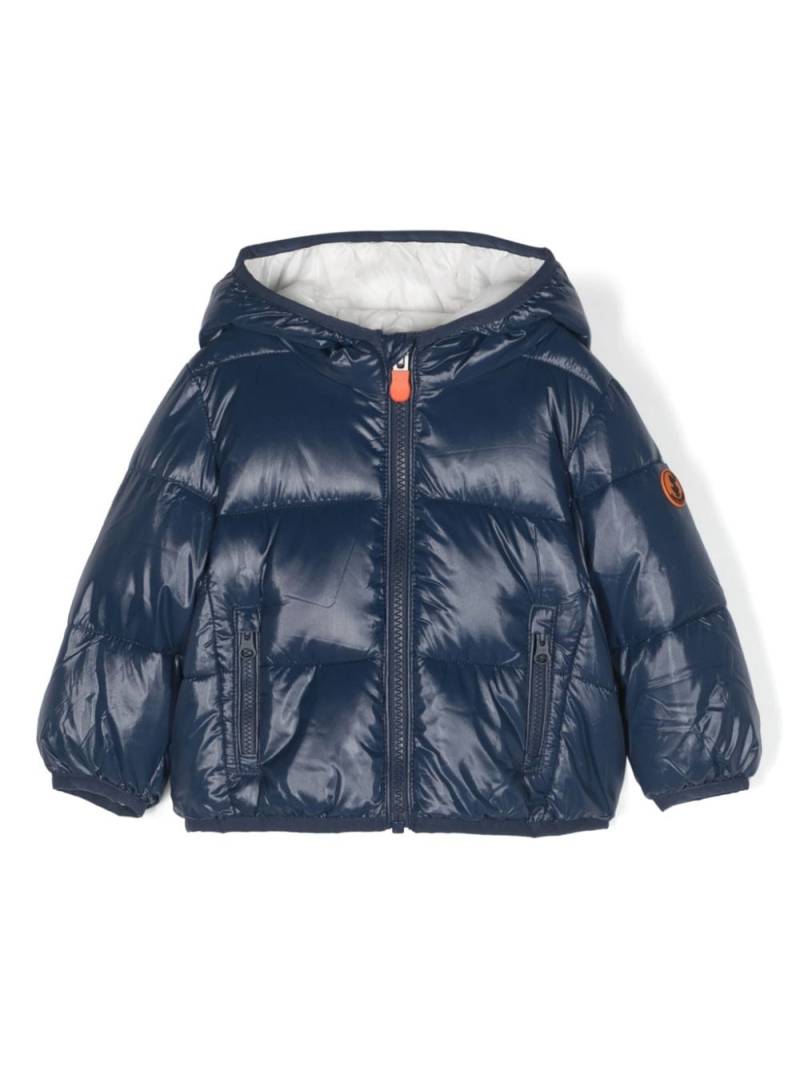 Save The Duck Kids logo-patch padded hooded jacket - Blue von Save The Duck Kids