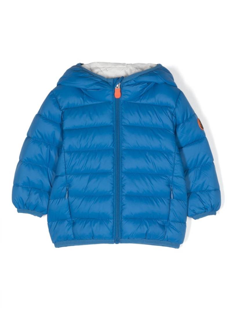 Save The Duck Kids logo-patch padded hooded jacket - Blue von Save The Duck Kids