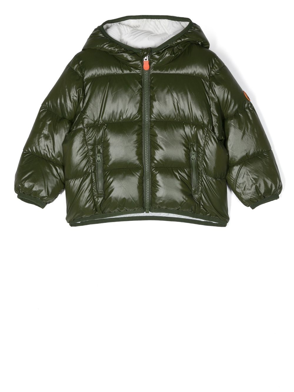 Save The Duck Kids logo-patch padded jacket - Green von Save The Duck Kids