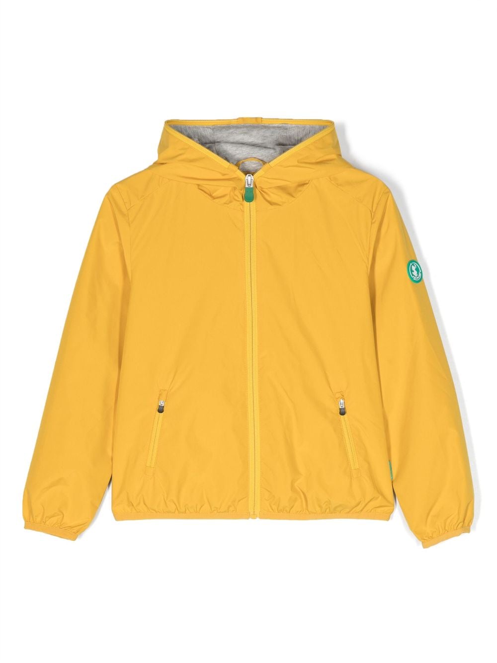 Save The Duck Kids logo-patch zip-up hooded jacket - Yellow von Save The Duck Kids