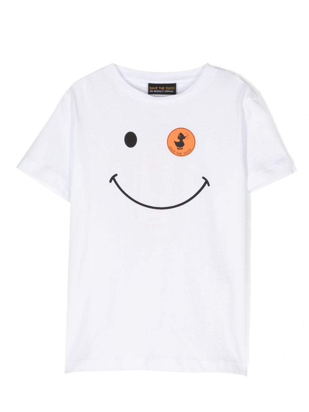 Save The Duck Kids smiley face logo-print T-shirt - White von Save The Duck Kids