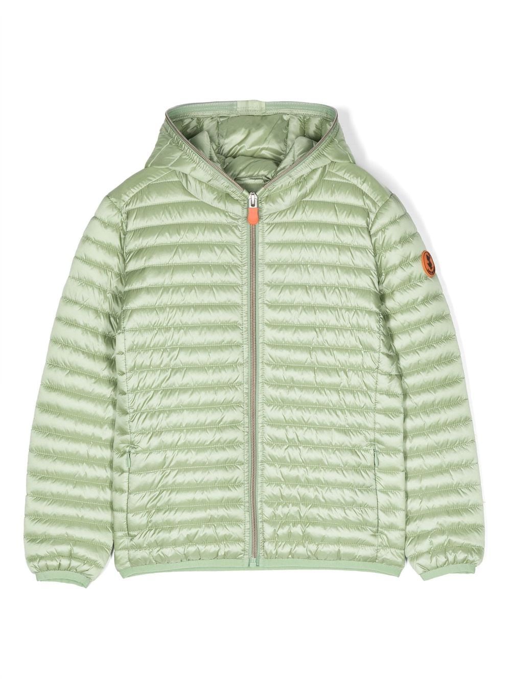 Save The Duck Kids logo-patch padded hooded jacket - Green von Save The Duck Kids