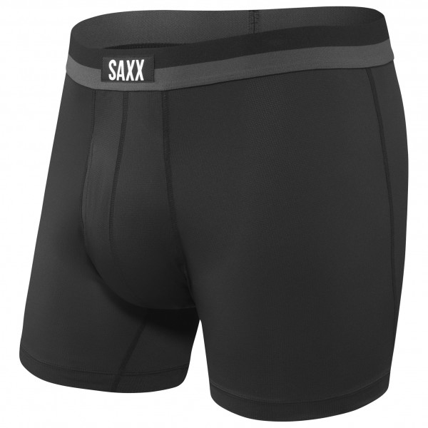 Saxx - Sport Mesh Boxer Brief Fly - Kunstfaserunterwäsche Gr M schwarz von Saxx
