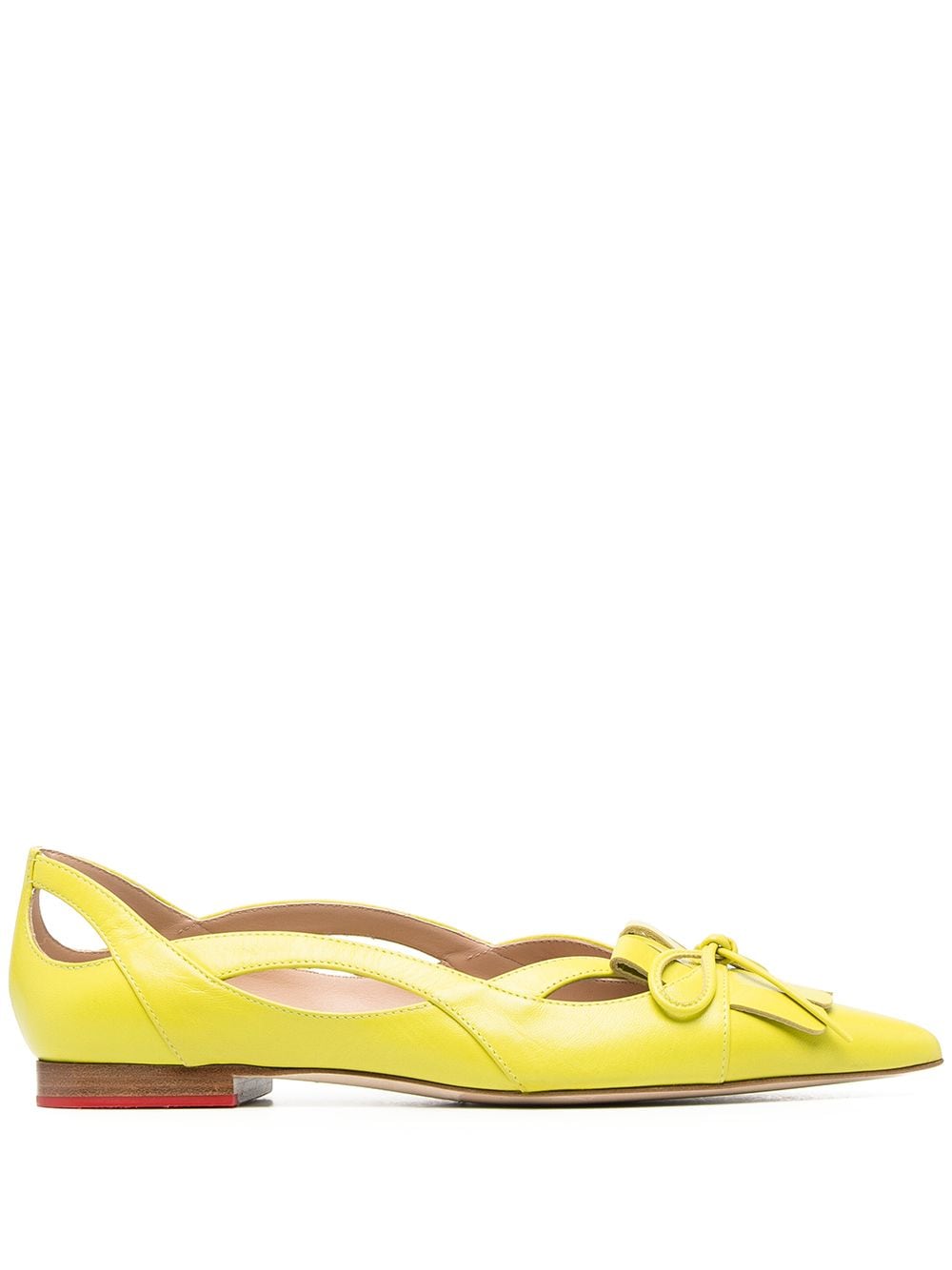 Scarosso bow-detail pointed-toe ballerina shoes - Yellow von Scarosso