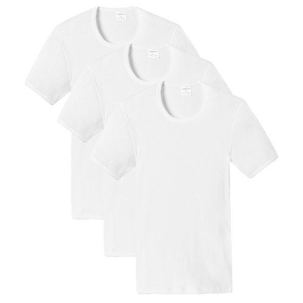 3er Pack Cotton Essentials Doppelripp - Shirt Herren Weiss M von Schiesser