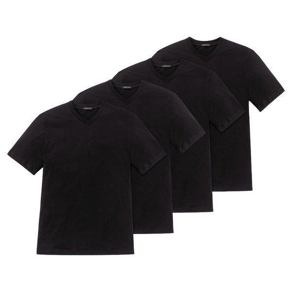 4er Pack American - T-shirt V-ausschnitt Herren Schwarz M von Schiesser