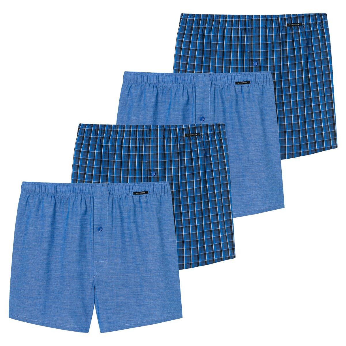 Schiesser - 4er Pack Web Boxershorts, für Herren, Dunkelblau, Größe M von Schiesser