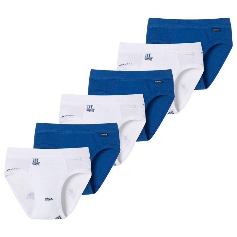 6er Pack Feinripp Organic Cotton - Slip Unterhose Jungen Blau 92 von Schiesser