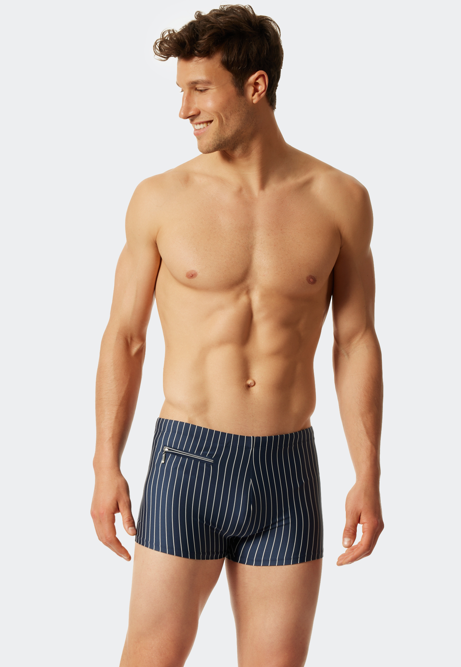 Badehose mit Reißverschlusstasche Wirkware recycelt Streifen admiral - Nautical Casual 5 von Schiesser