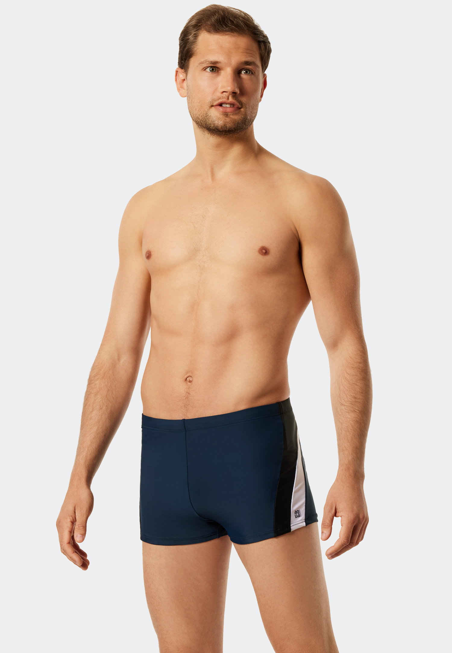 Bade-Retroshorts Wirkware recycelt seitliche Streifen admiral - Nautical Active 6 von Schiesser