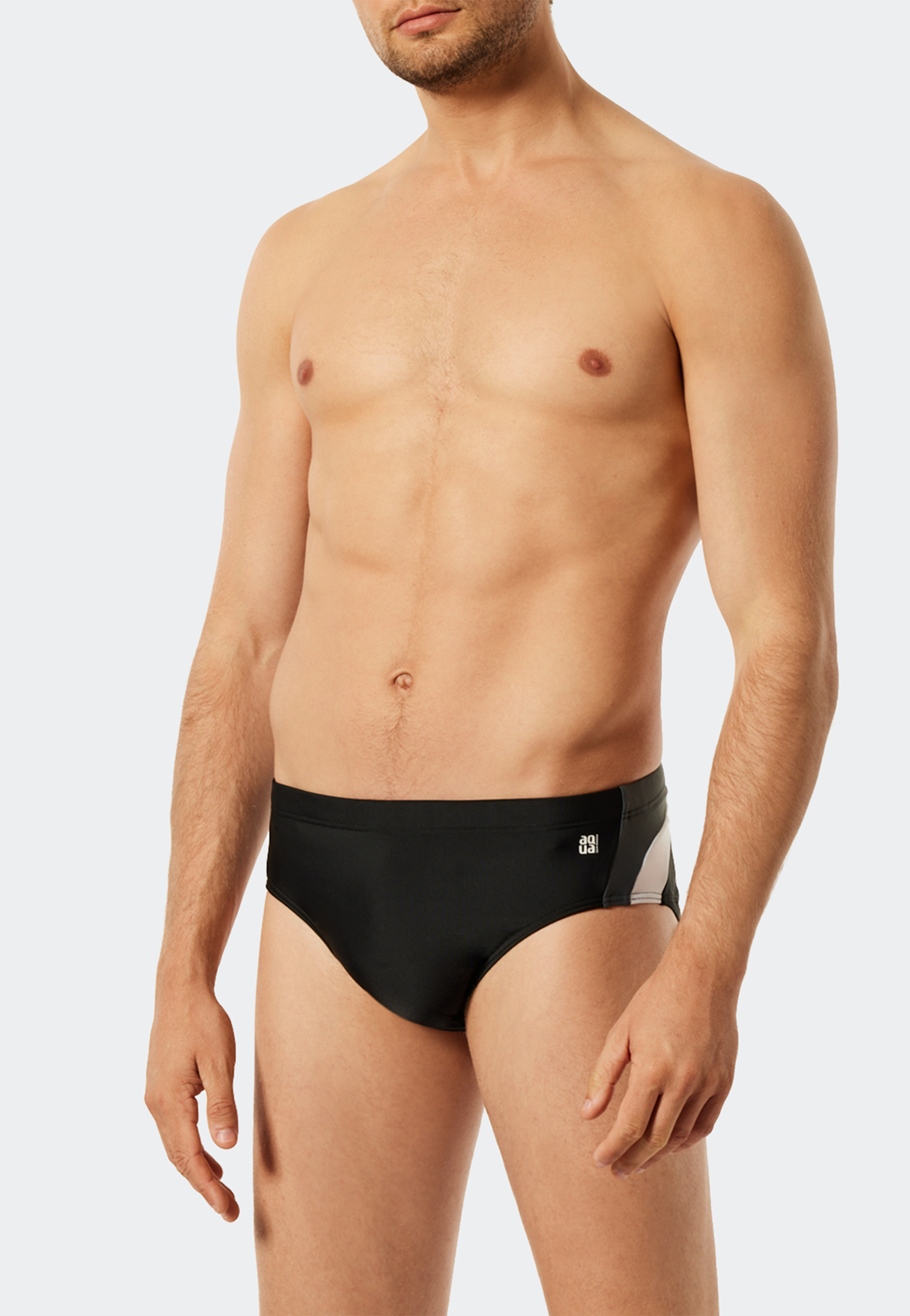 Badehose Wirkware recycelt seitliche Streifen schwarz - Nautical Active 4 von Schiesser