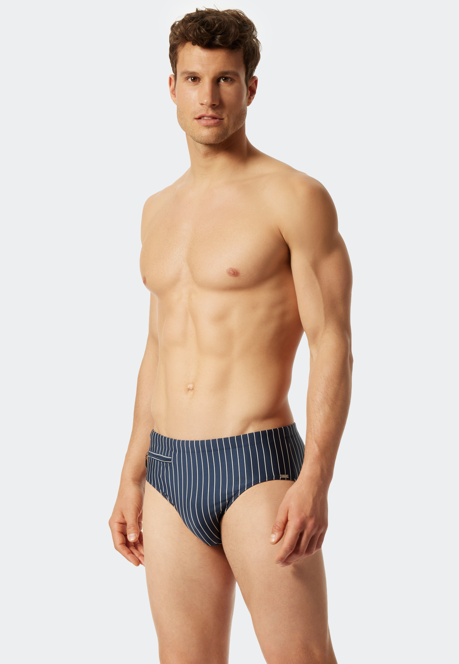 Badehose mit Reißverschlusstasche Wirkware recycelt Streifen admiral - Nautical Casual 10 von Schiesser