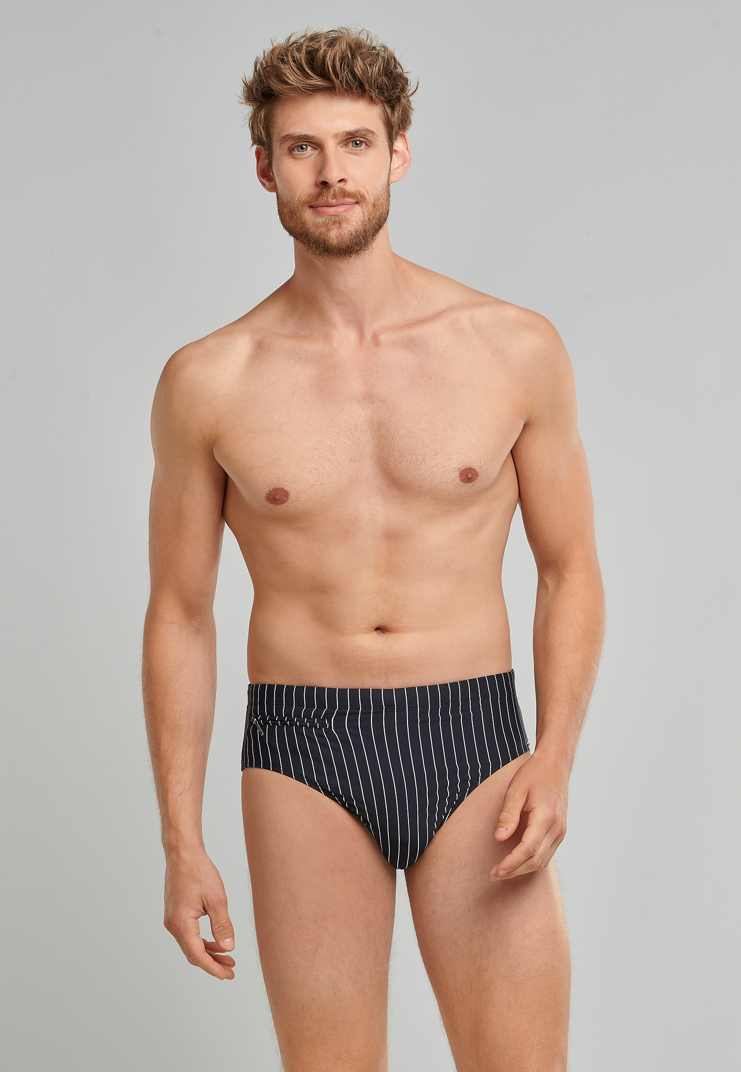 Badehose mit Reißverschlusstasche Wirkware recycelt Streifen schwarz - Nautical Casual 10 von Schiesser