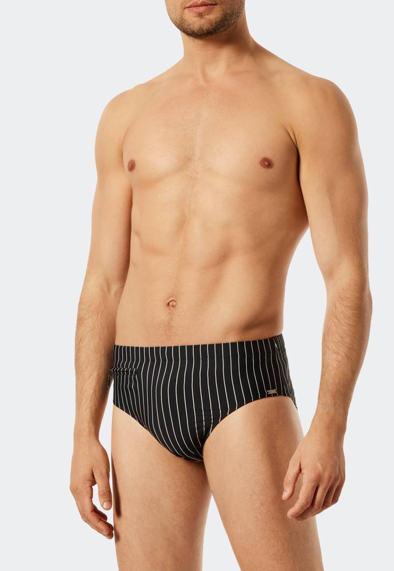 Badehose mit Reißverschlusstasche Wirkware recycelt Streifen schwarz - Nautical Casual 6 von Schiesser