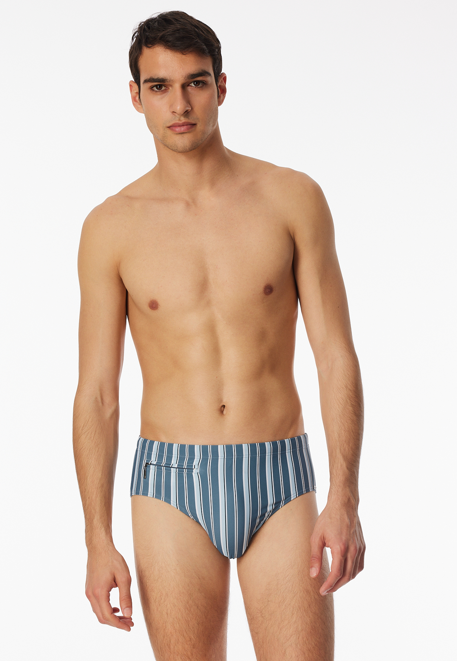 Badehose mit Reißverschlusstasche Wirkware recycelt Streifen atlantikblau - Aqua 7 von Schiesser