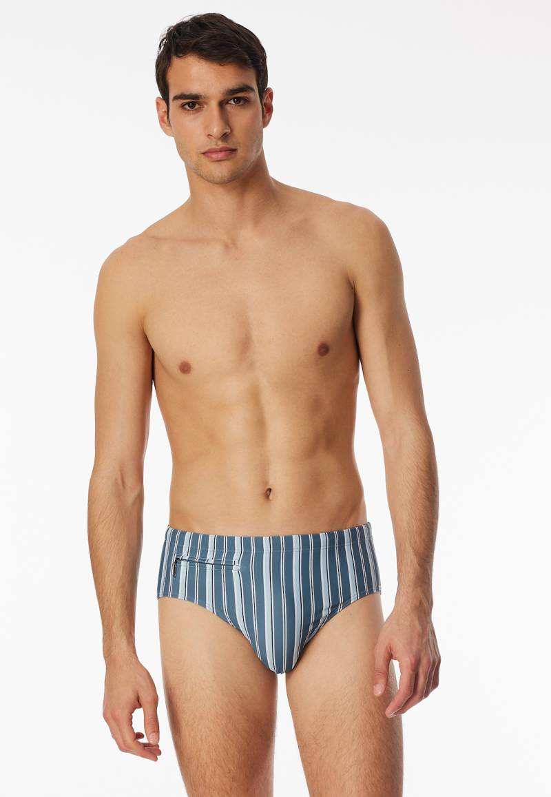 Badehose mit Reißverschlusstasche Wirkware recycelt Streifen atlantikblau - Aqua 9 von Schiesser