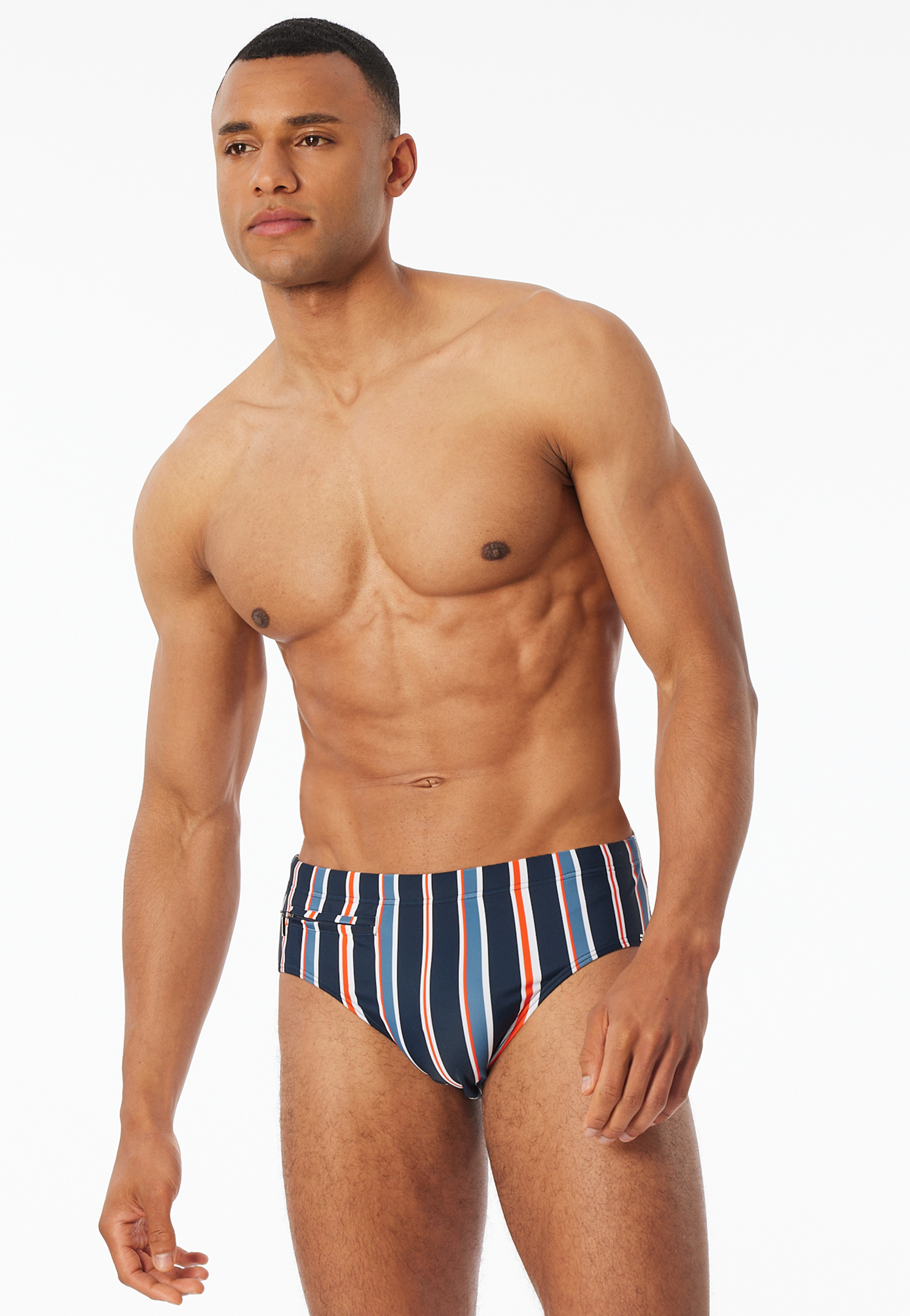 Badehose mit Reißverschlusstasche Wirkware recycelt Streifen nachtblau - Aqua 5 von Schiesser