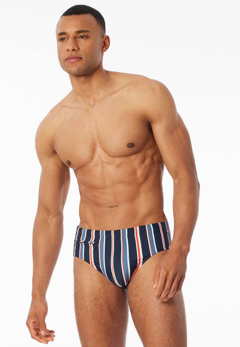 Badehose mit Reißverschlusstasche Wirkware recycelt Streifen nachtblau - Aqua 7 von Schiesser