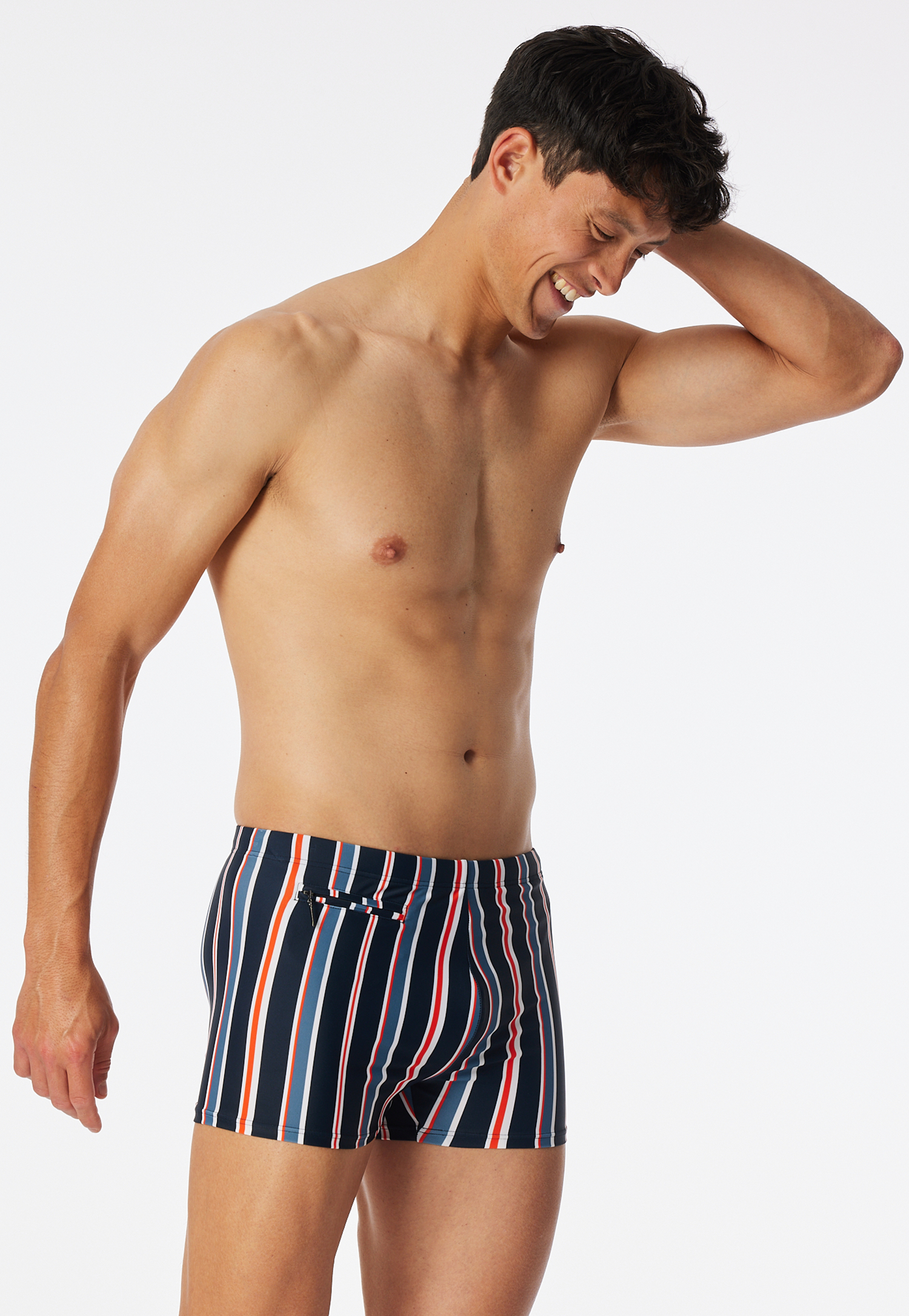 Badehose mit Reißverschlusstasche Wirkware recycelt Streifen nachtblau - Aqua 7 von Schiesser