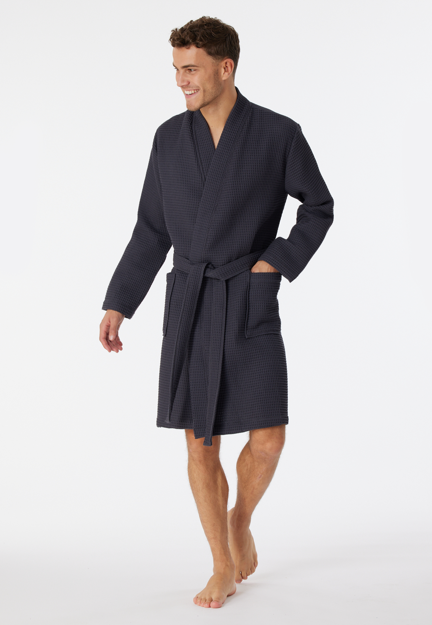 Bademantel Waffelpiqué anthrazit - Essentials XL Bademantel Waffelpiqué anthrazit - Essentials XL von Schiesser