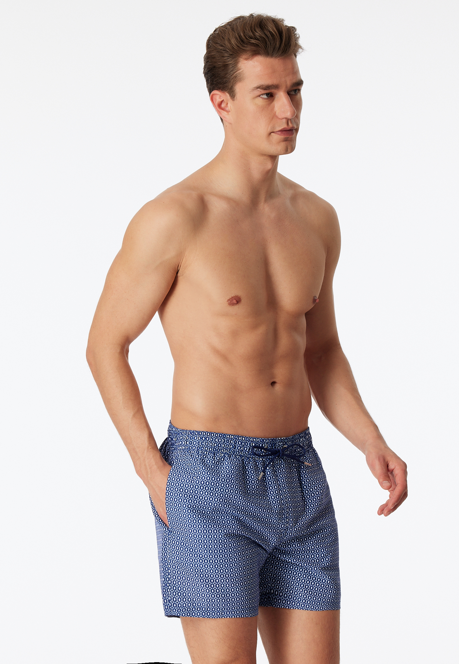 Badeshorts Webware gemustert navy - Classic Swim 5 von Schiesser