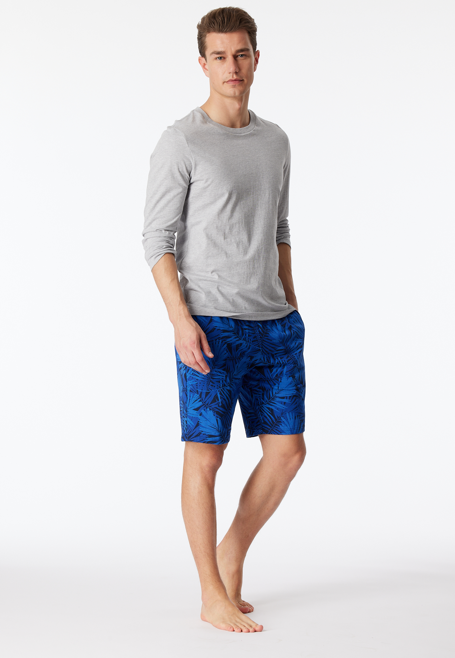 Bermudashorts Organic Cotton Blätter indigo - Mix+Relax 48 von Schiesser