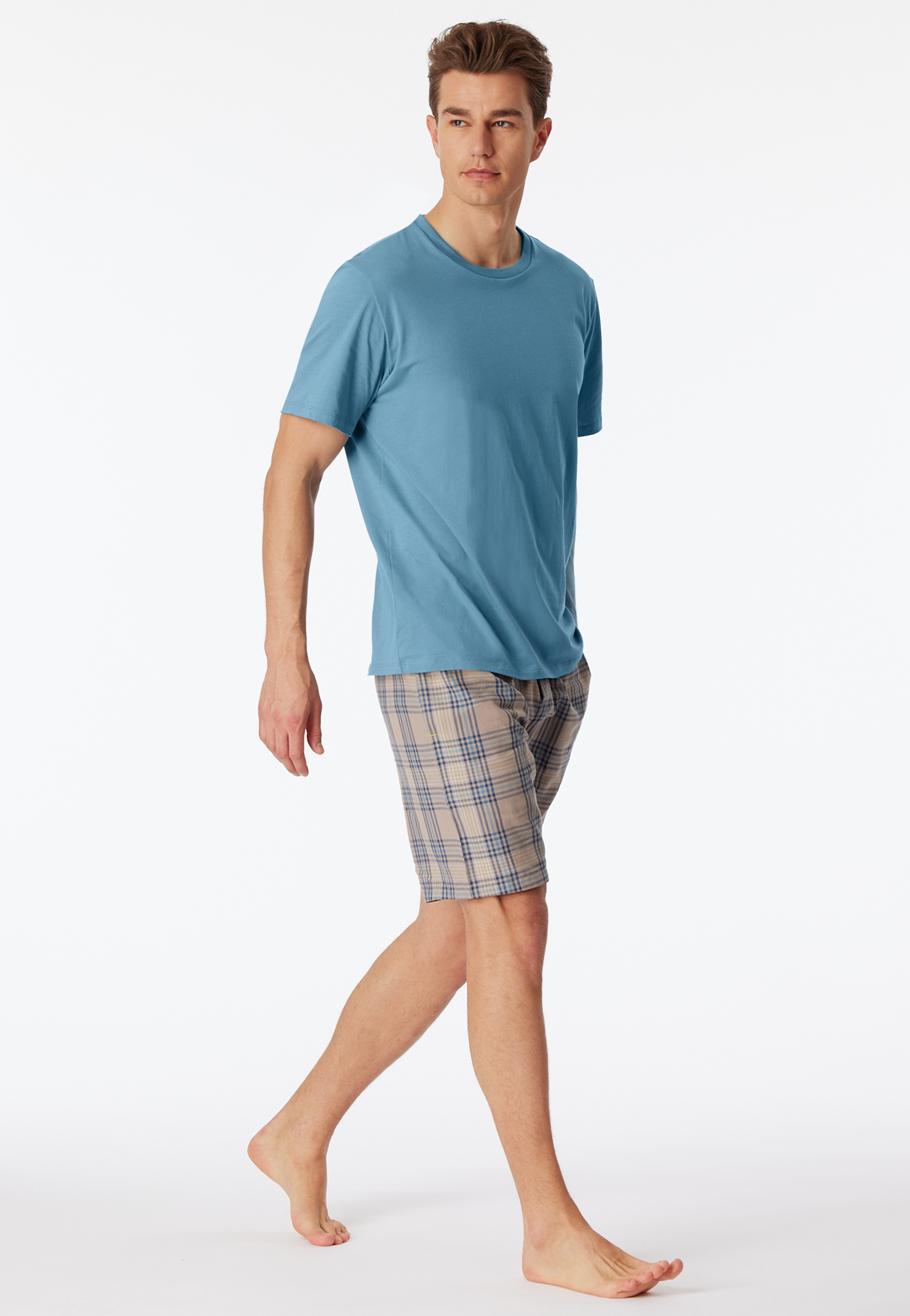 Bermudashorts Webware Organic Cotton Karos braungrau - Mix+Relax 58 von Schiesser