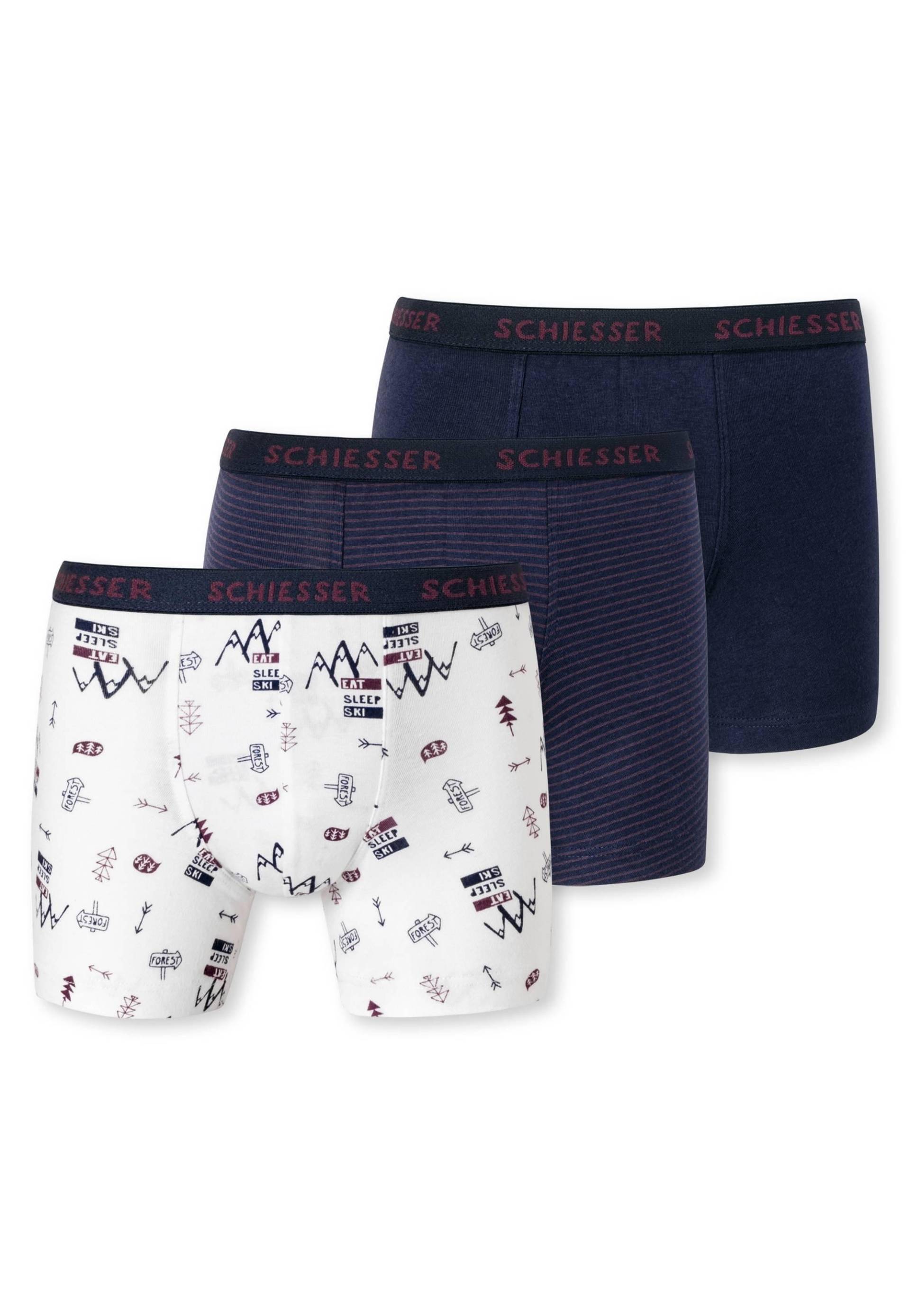 Boxershort 3er Pack Figurbetont Jungen Multicolor 128 von Schiesser