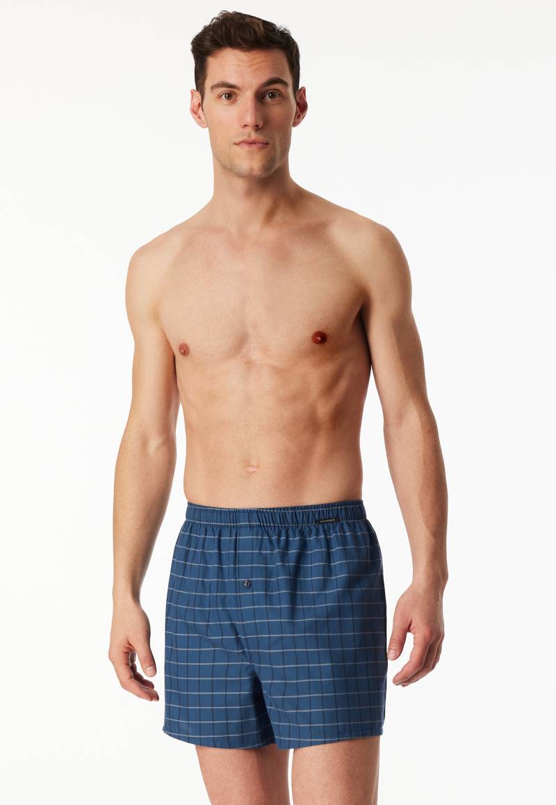 Boxershorts 2er-Pack Webware Karo blau - Boxershorts Multipack 7 von Schiesser