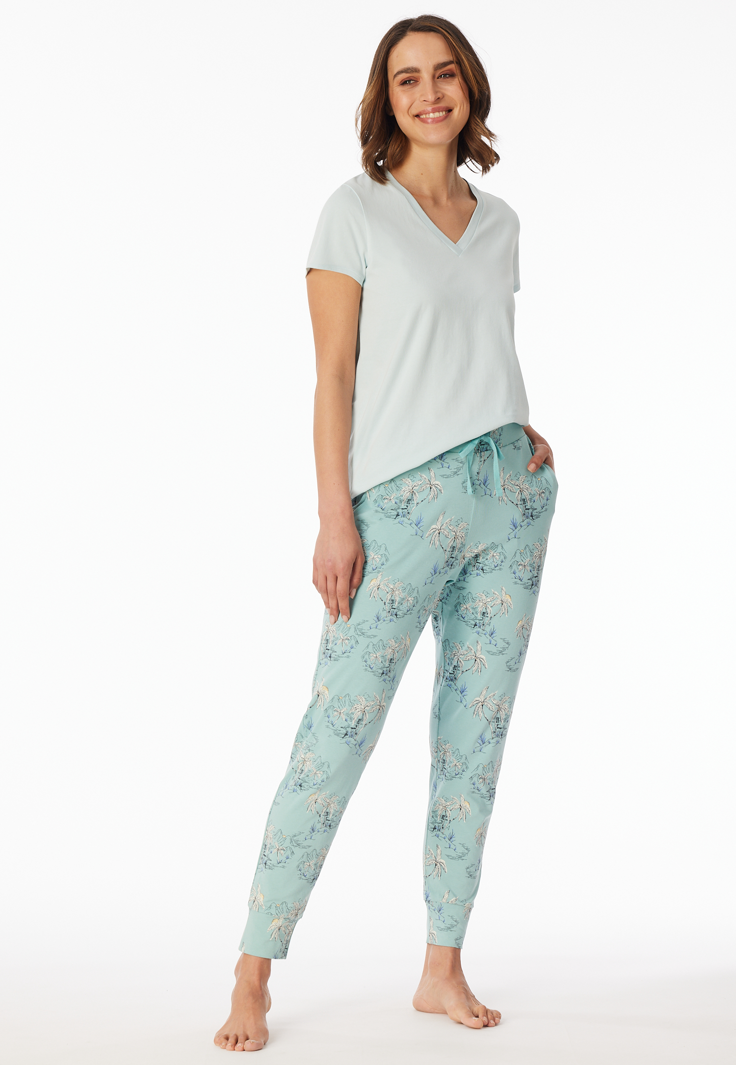 Hose lang Bündchen Palmen Inseln jade - Mix+Relax 46 Hose lang Bündchen Palmen Inseln jade - Mix+Relax 46 von Schiesser