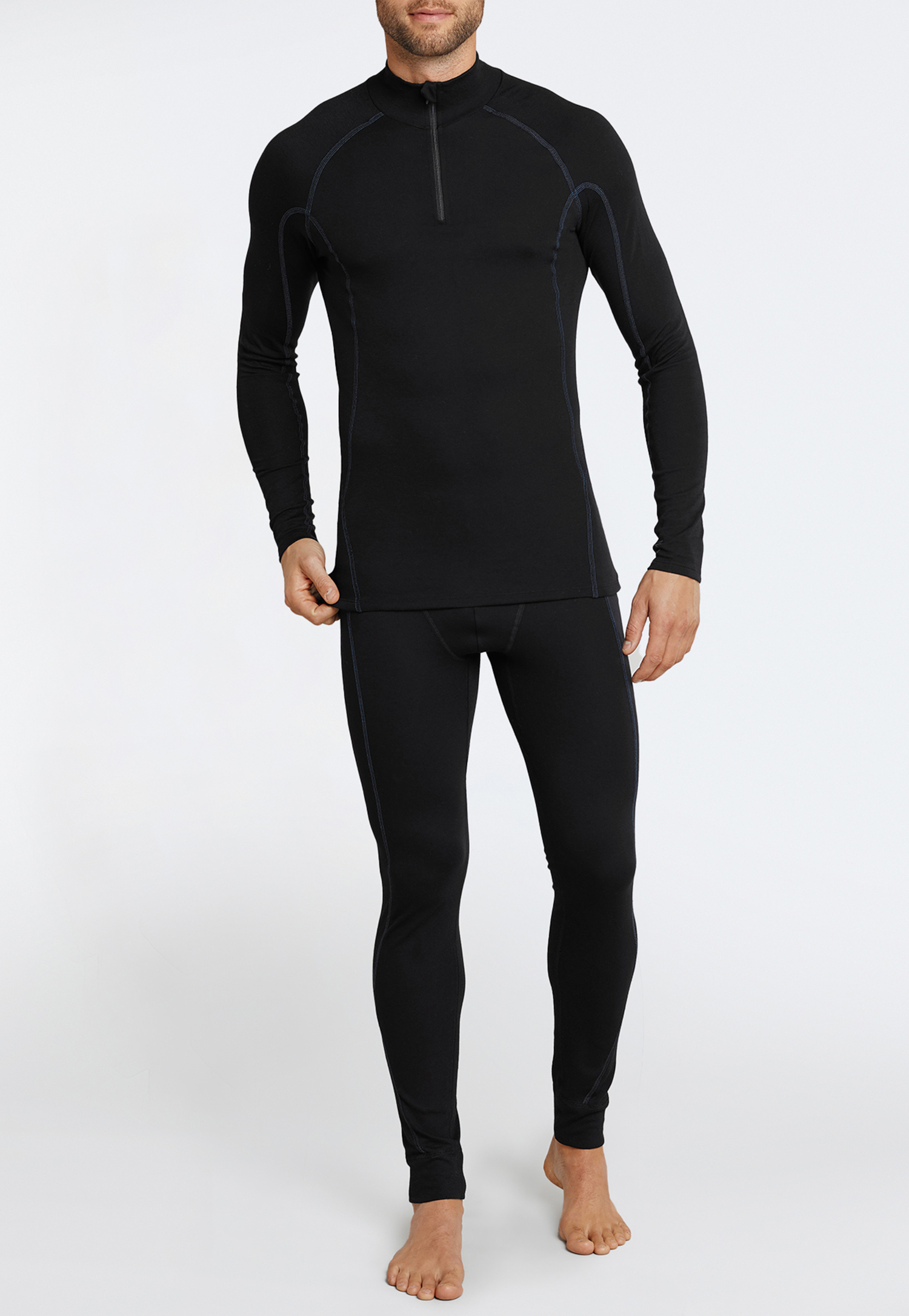 Hose lang Thermowäsche warm schwarz - Sport Thermo light 7 von Schiesser