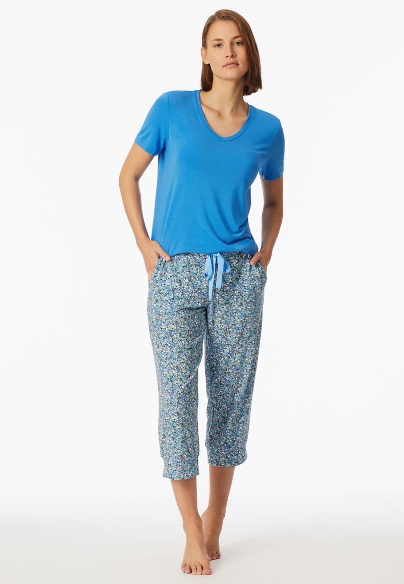 Loungehose 3/4-lang Modal Blumenprint multicolor - Mix+Relax 44 von Schiesser