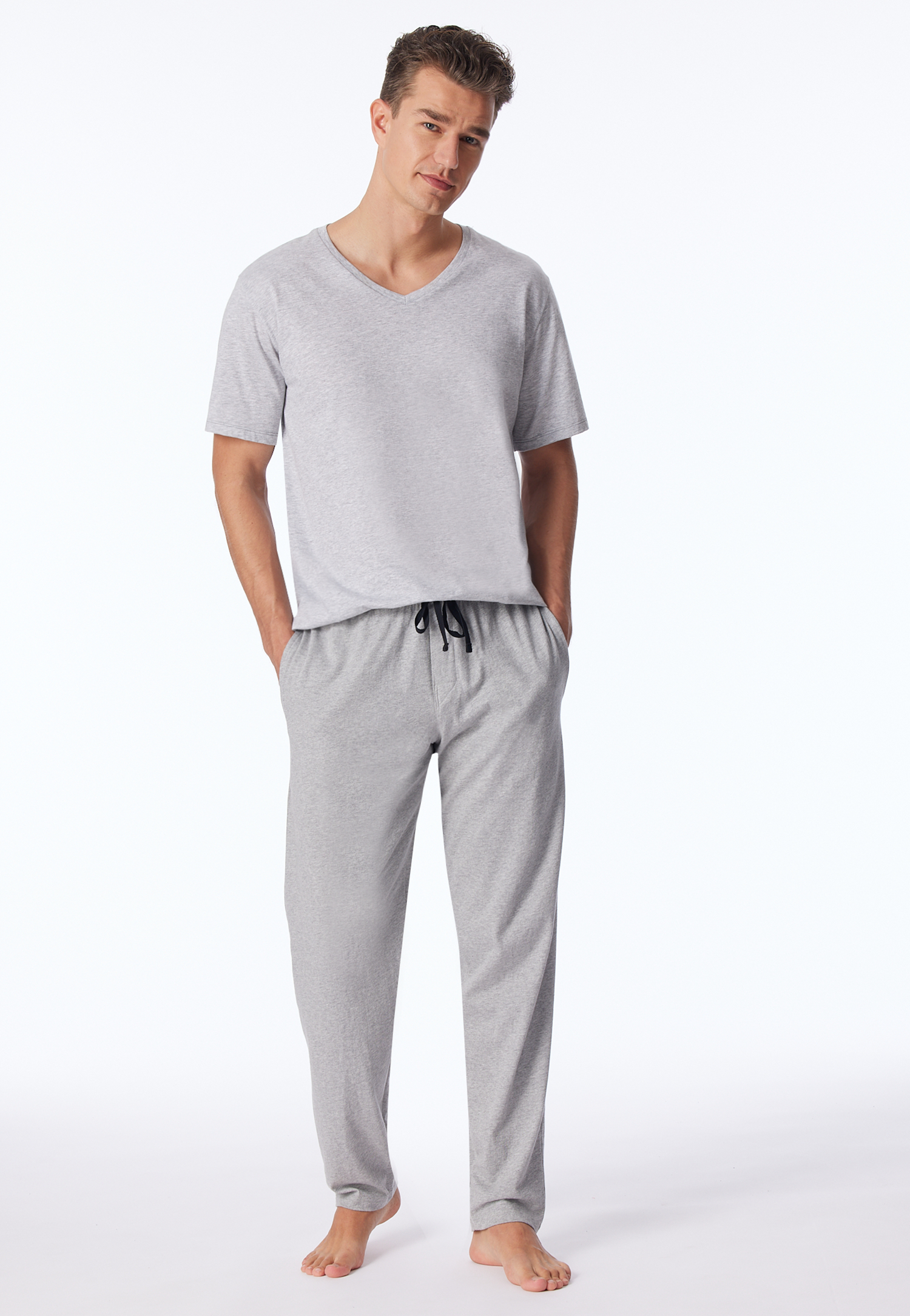 Loungehose lang Jersey grau-meliert - Mix+Relax 54 von Schiesser