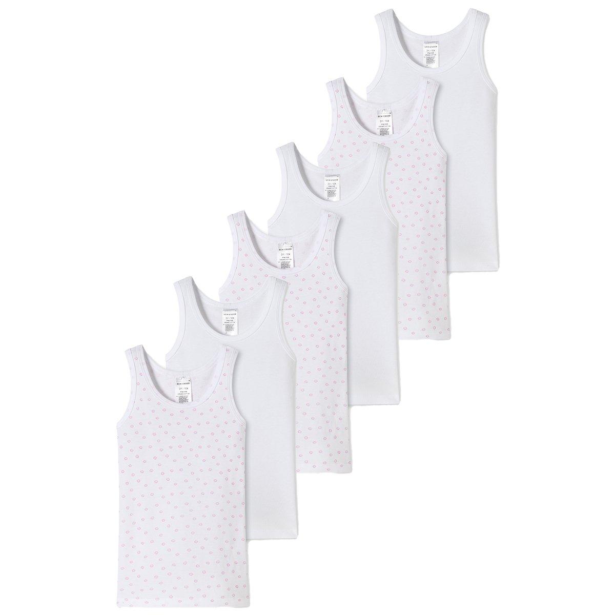 6er Pack Kids Girls Feinripp Organic Cotton - Unterhemd Mädchen Weiss 128 von Schiesser