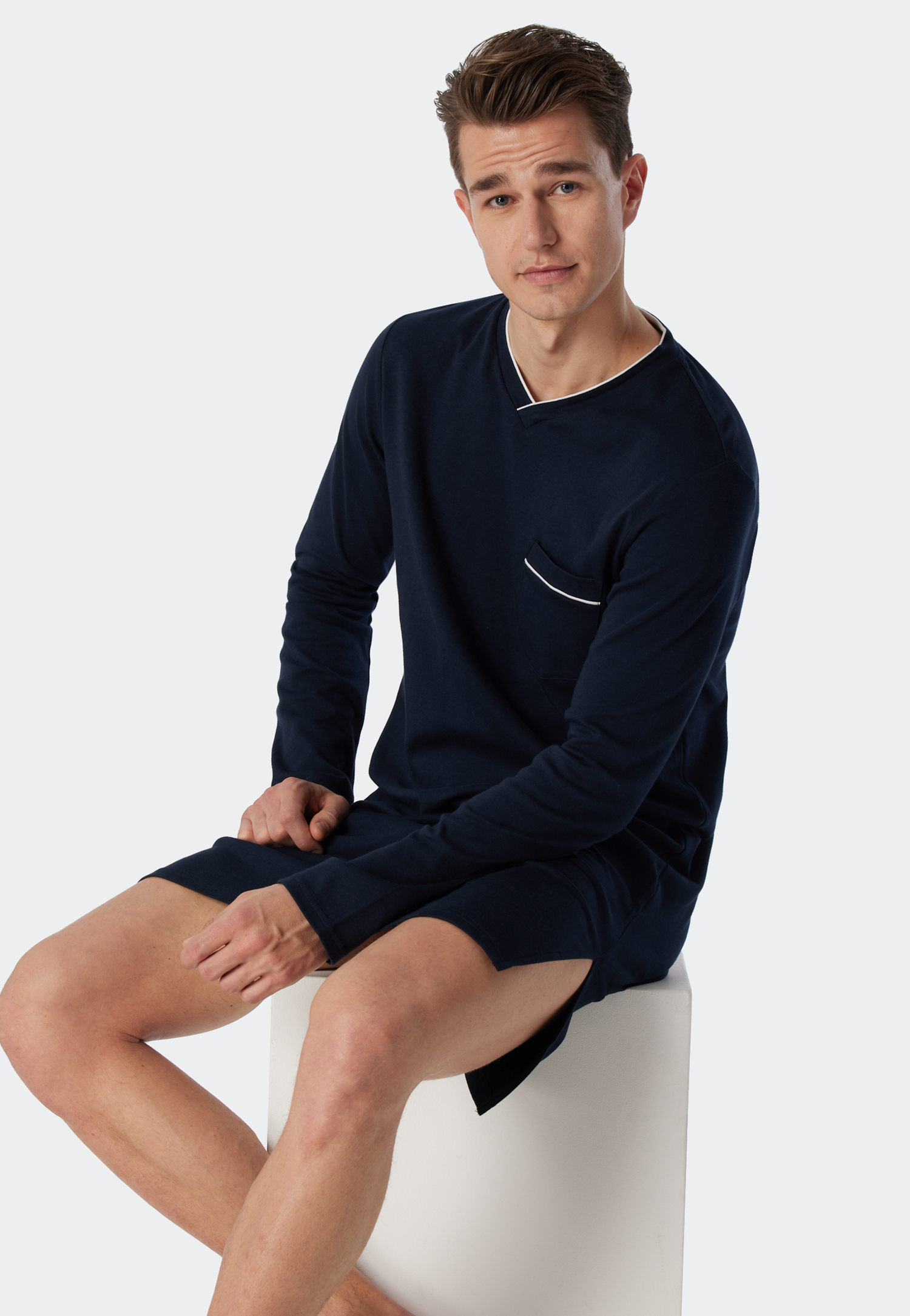 Nachthemd langarm Interlock dunkelblau - Fine Interlock 48 Nachthemd langarm Interlock dunkelblau - Fine Interlock 48 von Schiesser