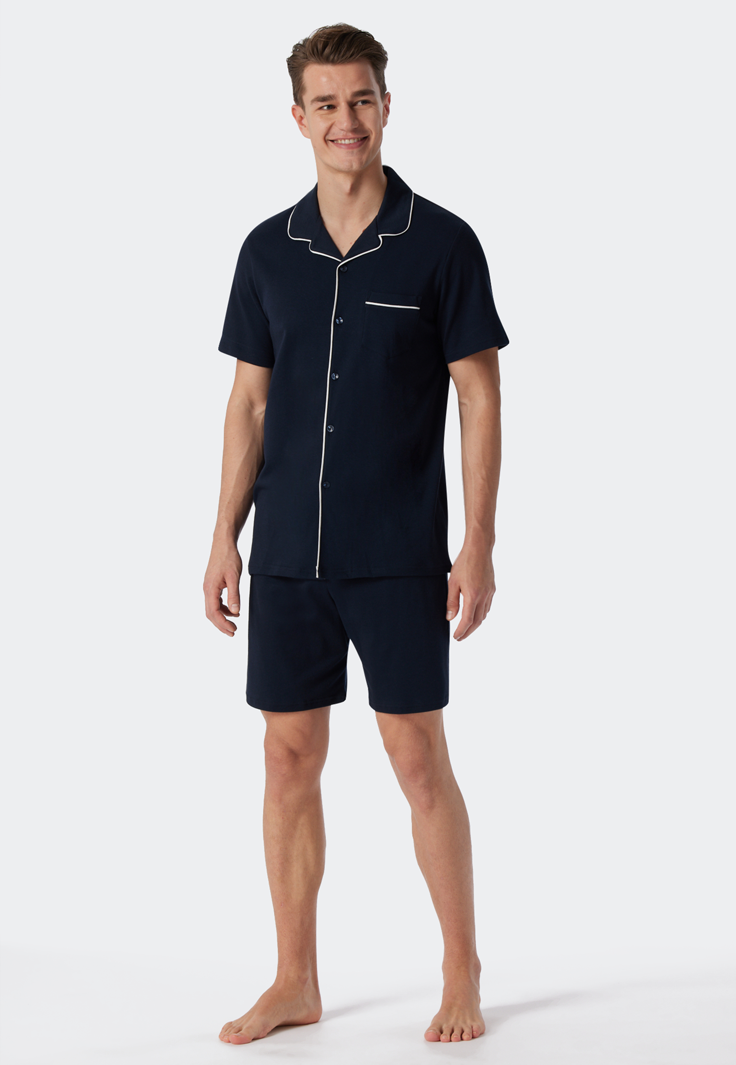 Pyjama kurz Interlock dunkelblau - Fine Interlock 48 Pyjama kurz Interlock dunkelblau - Fine Interlock 48 von Schiesser