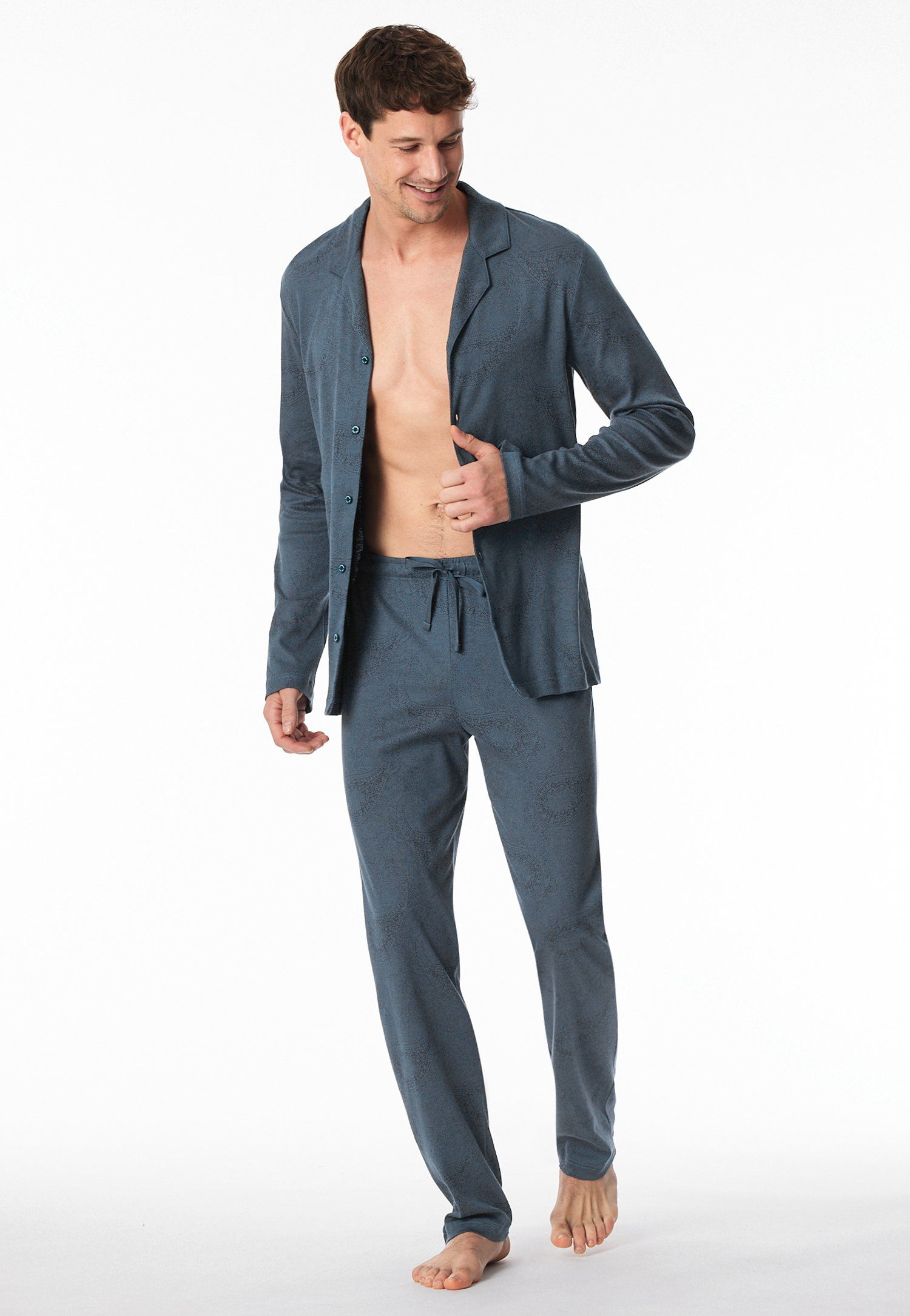 Pyjama lang Paisley jeansblau - Fine Interlock 56 Pyjama lang Paisley jeansblau - Fine Interlock 56 von Schiesser
