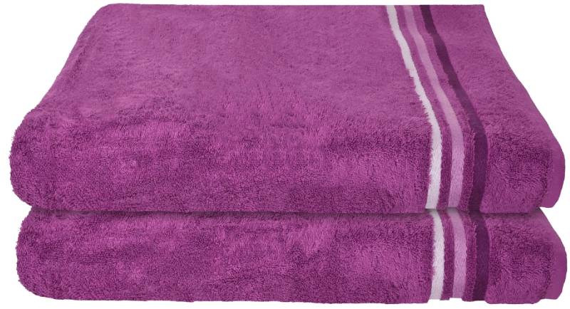 Schiesser Duschtücher »Skyline Color aus 100 % Baumwolle mit eleganter Streifenbordüre«, (Set, 2 St., 2 Badetücher (70x140 cm), MADE IN GREEN by OEKO-TEX® von Schiesser