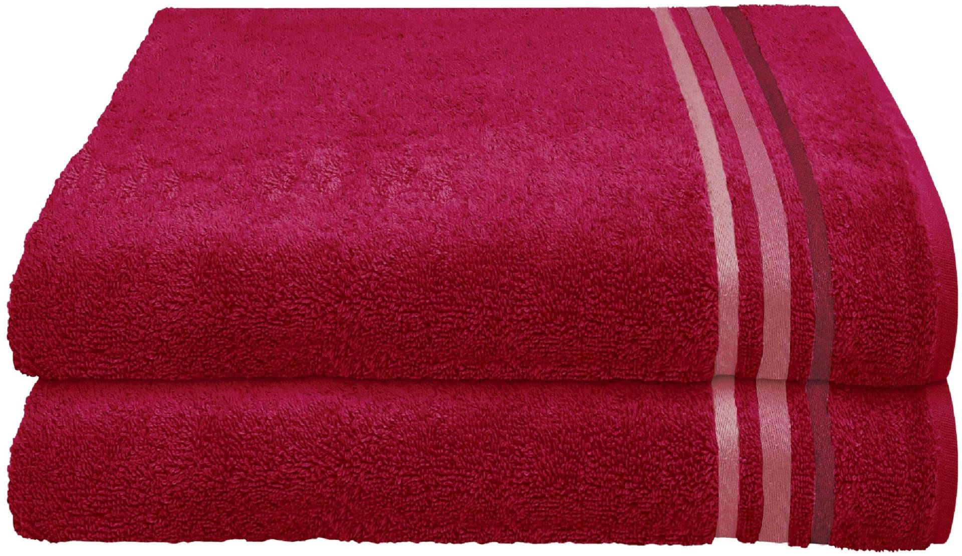Schiesser Duschtücher »Skyline Color aus 100 % Baumwolle mit eleganter Streifenbordüre«, (Set, 2 St., 2 Badetücher (70x140 cm), MADE IN GREEN by OEKO-TEX® von Schiesser