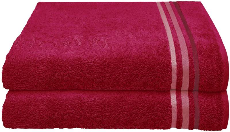Schiesser Duschtücher »Skyline Color aus 100 % Baumwolle mit eleganter Streifenbordüre«, (Set, 2 St., 2 Badetücher (70x140 cm), MADE IN GREEN by OEKO-TEX® von Schiesser