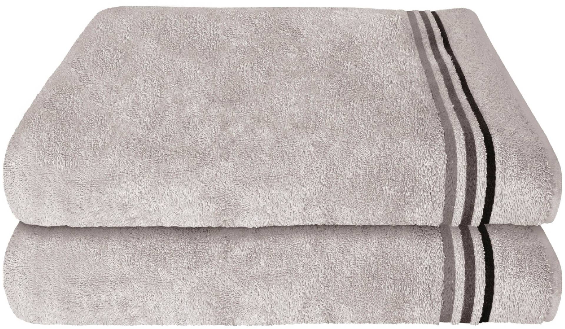 Schiesser Duschtücher »Skyline Color aus 100 % Baumwolle mit eleganter Streifenbordüre«, (Set, 2 St., 2 Badetücher (70x140 cm), MADE IN GREEN by OEKO-TEX® von Schiesser