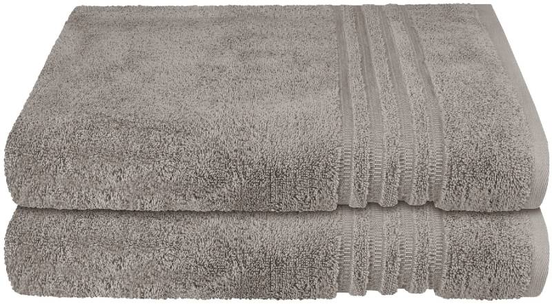 Schiesser Duschtücher »Milano aus 100% Baumwolle mit eleganter Bordüre in Hoch-Tief-Optik«, (Set, 2 St., 2er Set Badetücher 70 x 140 cm), Made in Green von Schiesser