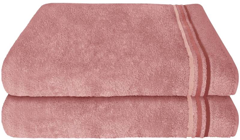 Schiesser Duschtücher »Skyline Color aus 100 % Baumwolle mit eleganter Streifenbordüre«, (Set, 2 St., 2 Badetücher (70x140 cm), MADE IN GREEN by OEKO-TEX® von Schiesser
