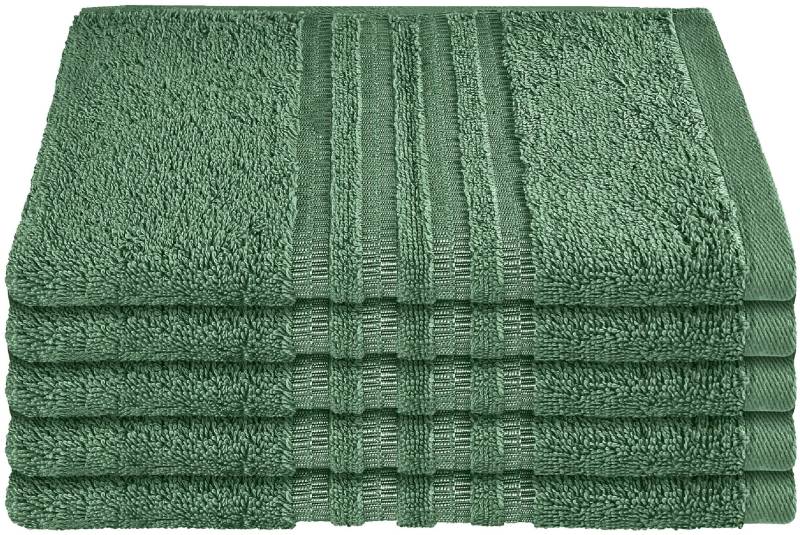 Schiesser Gästehandtücher »Milano aus 100% Baumwolle mit eleganter Bordüre in Hoch-Tief-Optik«, (Set, 5 St., 5er Set Gästehandtücher 30 x 50 cm), Made in Green von Schiesser