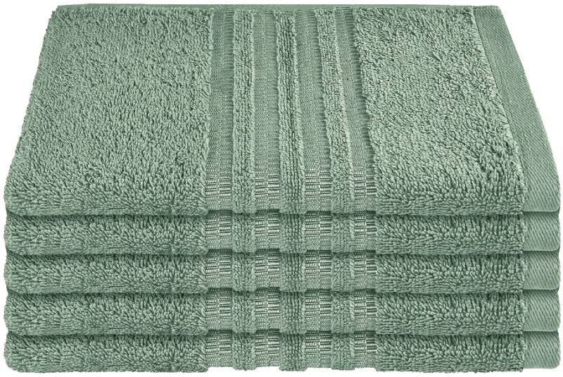 Schiesser Gästehandtücher »Milano aus 100% Baumwolle mit eleganter Bordüre in Hoch-Tief-Optik«, (Set, 5 St., 5er Set Gästehandtücher 30 x 50 cm), Made in Green von Schiesser
