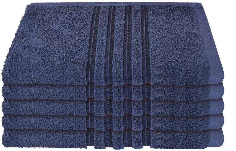 Schiesser Gästehandtücher »Milano aus 100% Baumwolle mit eleganter Bordüre in Hoch-Tief-Optik«, (Set, 5 St., 5er Set Gästehandtücher 30 x 50 cm), Made in Green von Schiesser