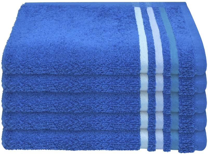 Schiesser Gästehandtücher »Skyline Color aus 100 % Baumwolle mit eleganter Streifenbordüre«, (Set, 5 St., 5 Gästehandtücher (30x50 cm), MADE IN GREEN by OEKO-TEX® von Schiesser