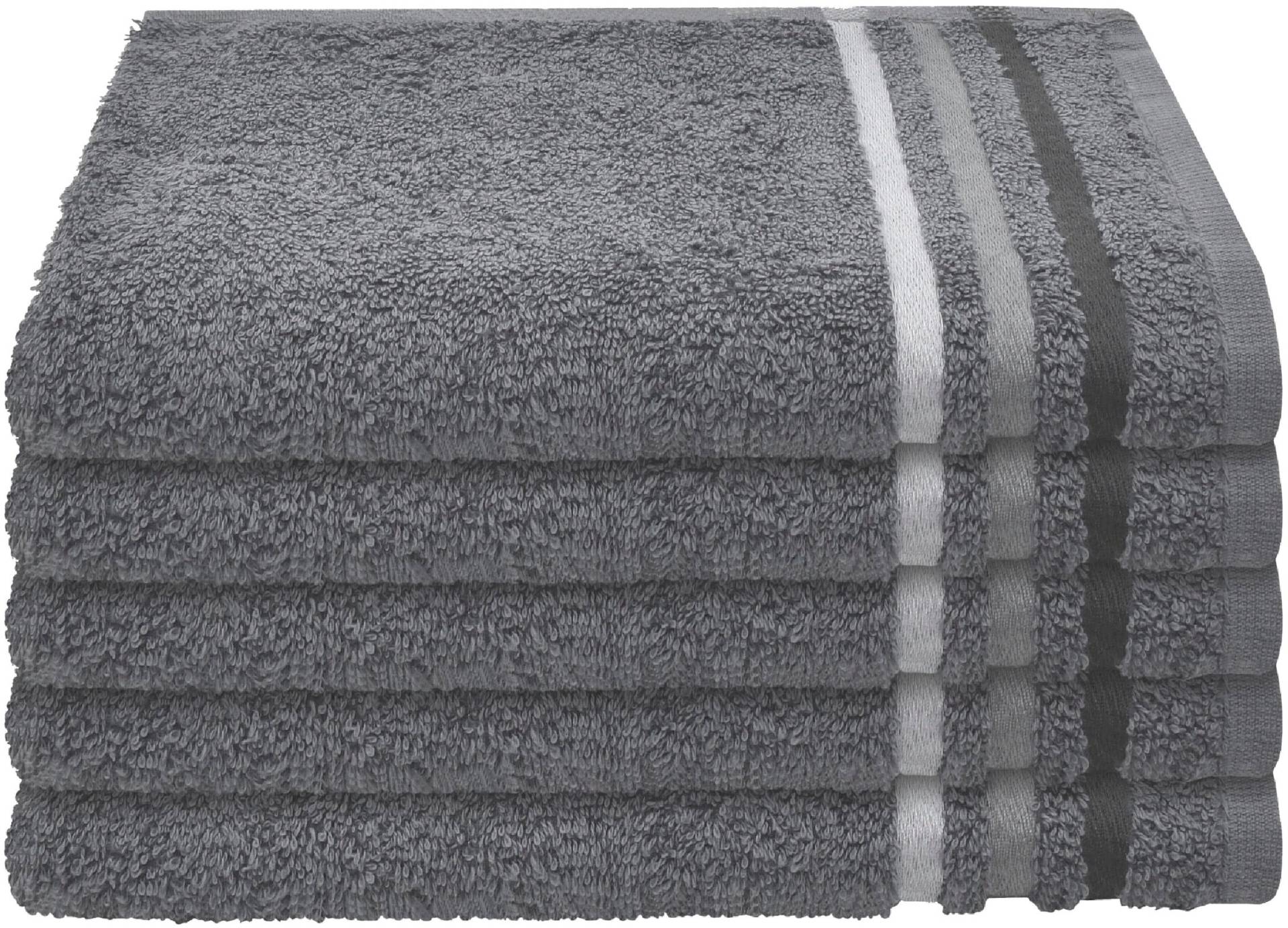Schiesser Gästehandtücher »Skyline Color aus 100 % Baumwolle mit eleganter Streifenbordüre«, (Set, 5 St., 5 Gästehandtücher (30x50 cm), MADE IN GREEN by OEKO-TEX® von Schiesser