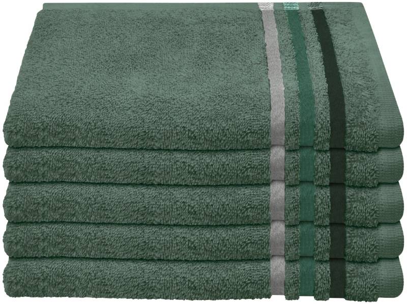 Schiesser Gästehandtücher »Skyline Color aus 100 % Baumwolle mit eleganter Streifenbordüre«, (Set, 5 St., 5 Gästehandtücher (30x50 cm), MADE IN GREEN by OEKO-TEX® von Schiesser