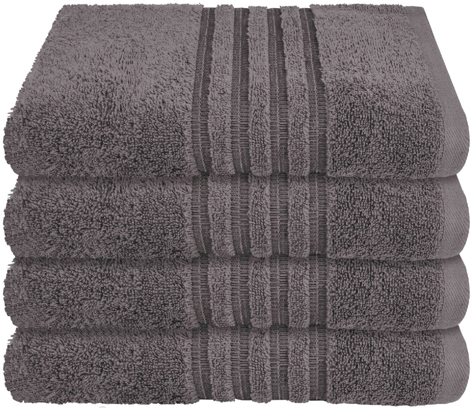Schiesser Handtücher »Milano aus 100% Baumwolle mit eleganter Bordüre in Hoch-Tief-Optik«, (Set, 4 St., 4er Set Handtücher 50 x 100 cm), Made in Green von Schiesser